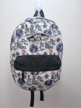 Vans Cream Floral Backpack with Black Accents